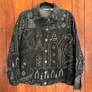 Vintage Retro Laura Ashley Embroidered and Beaded Jean Jacket